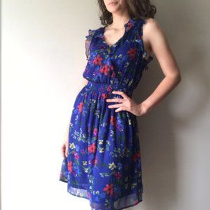 Blue floral dress with fringe